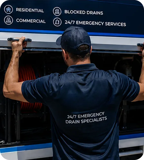 A licensed Blacktown plumber at the service van